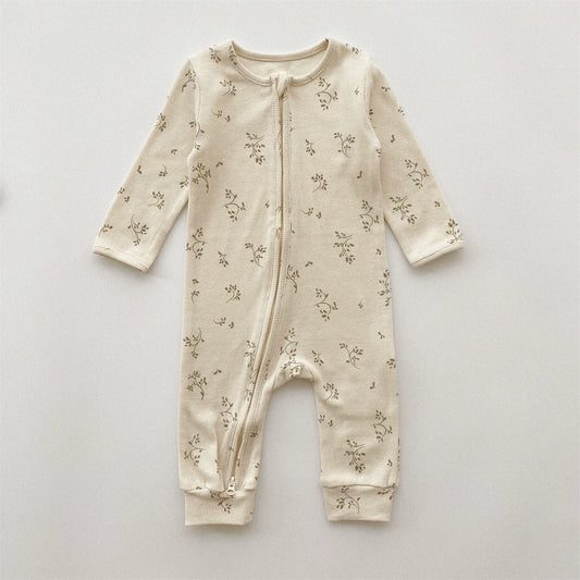 Floral Cotton Zipper Onsie