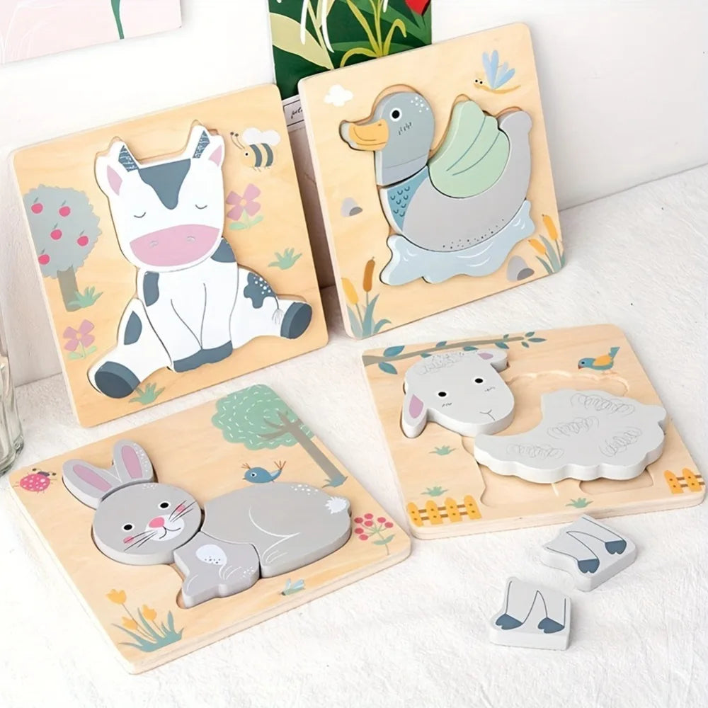 4 Piece Wooden Animal Puzzle