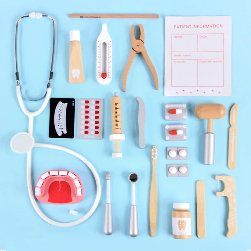 Wooden Pretend Doctor and Dentist Kit